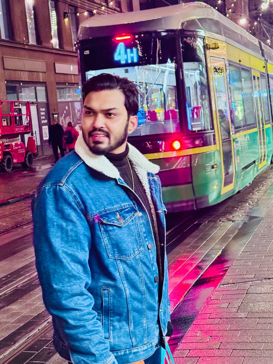 Md Arafat Hossain in a Finnish city evening setting