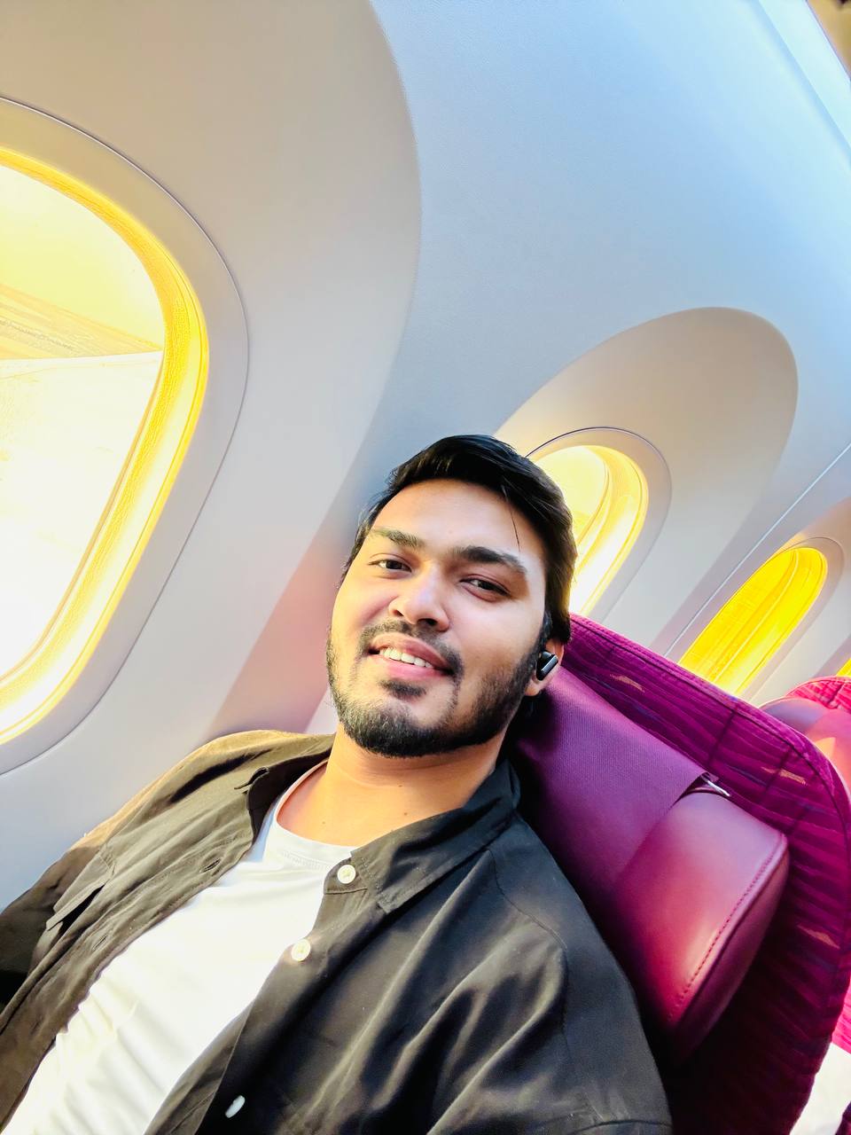 Md Arafat Hossain during a flight as part of a personal transition